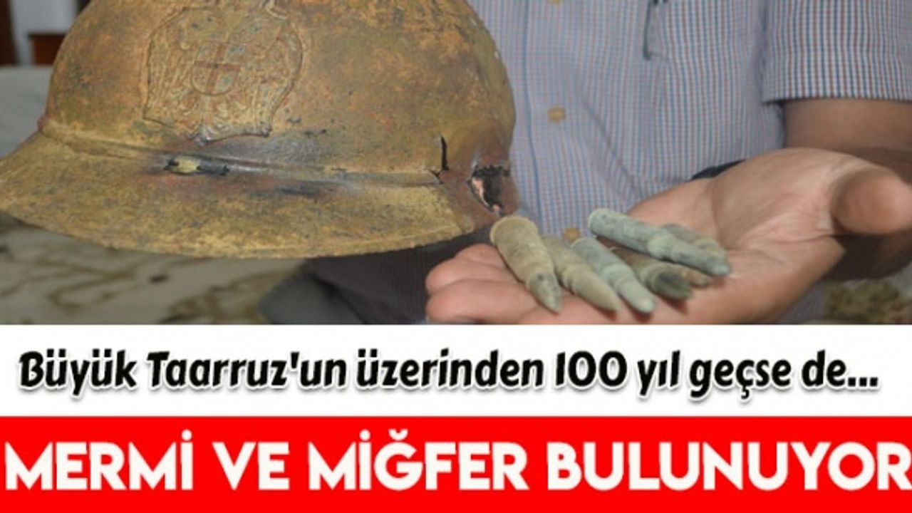 Afyonkarahisar'da mermi ve miğfer bulunuyor