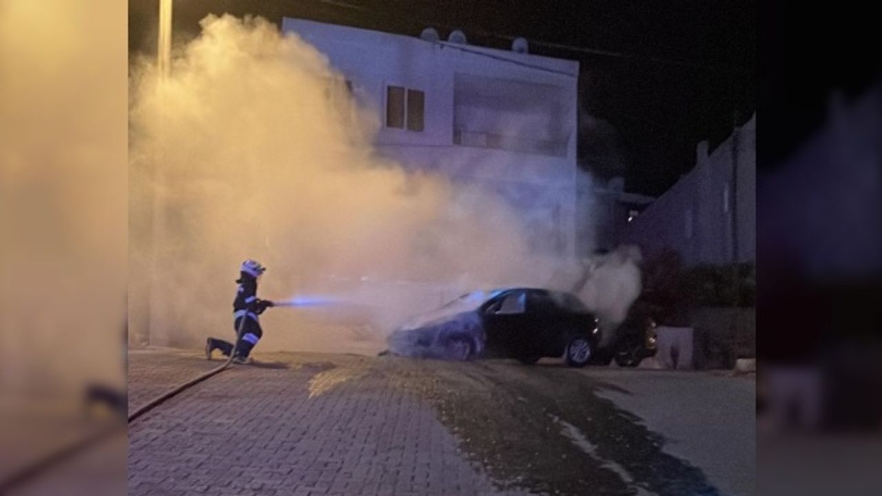 Bodrum'da otomobil yangını