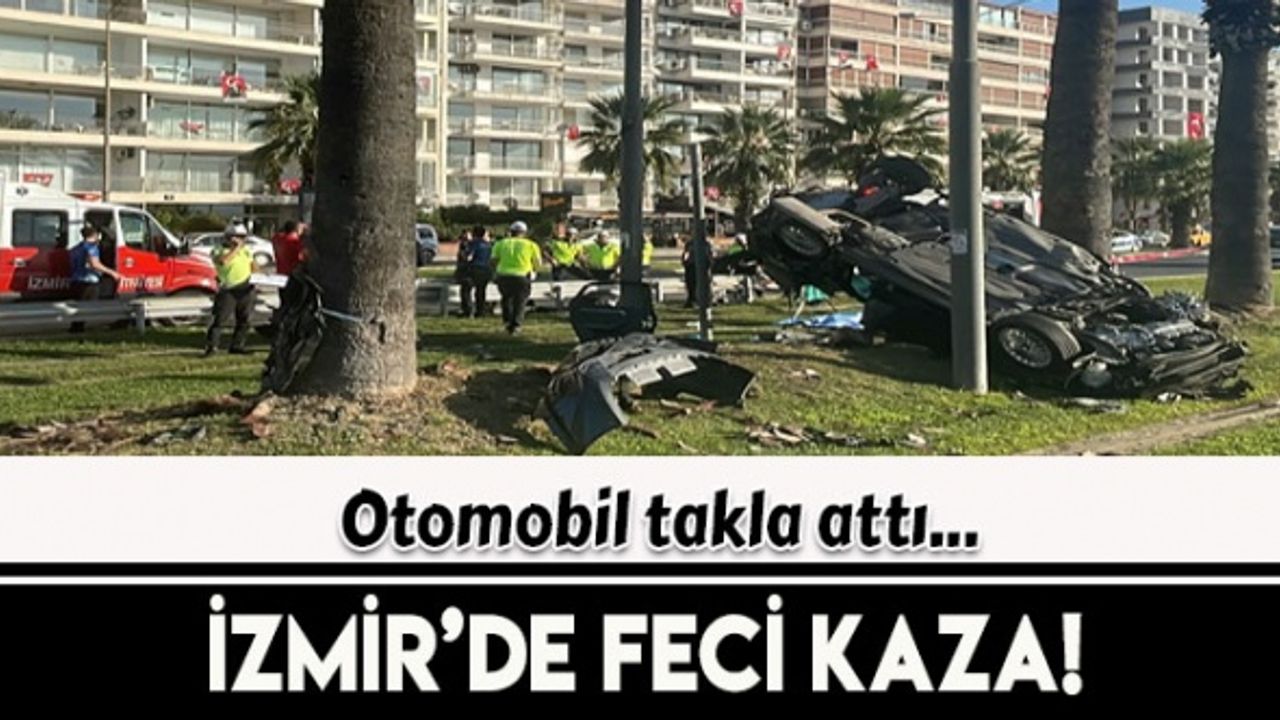 İzmir'de otomobil takla attı