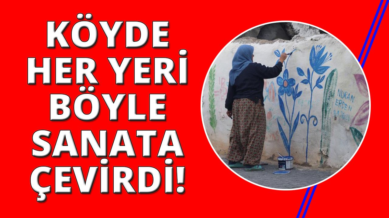  Nuran Teyze köyündeki bütün duvarları tablo yaptı
