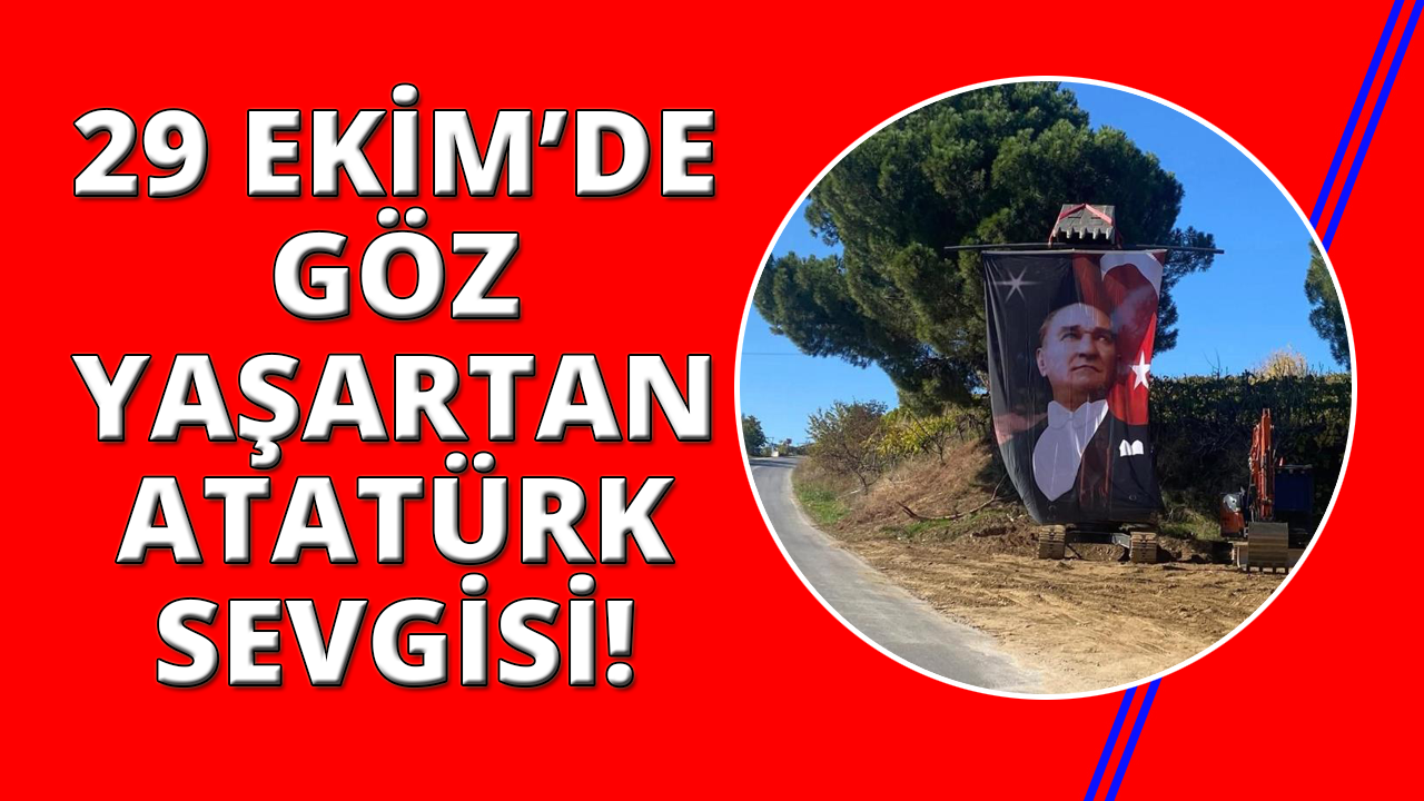 Manisa'da kepçe operatöründen anlamlı cumhuriyet kutlaması