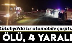 Kütahya'da devrilen tır otomobile çarptı