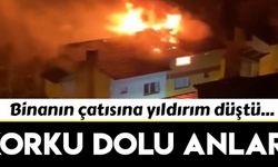  İzmir’de 2 katlı binanın çatısına yıldırım düştü