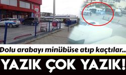 Yola gelen alışveriş arabasını yolcu minibüsüne alıp kaçtılar