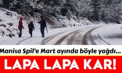 Manisa  Spil Dağı’na Mart ayında lapa lapa kar yağdı