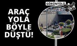 Kontrolden çıkan araç köprülü kavşaktan düştü