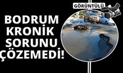 Bodrum'da isale hattı yine patladı, asfalt yarıldı