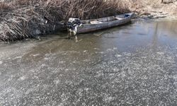 Alevlerle gündeme gelen Eber Gölü bu defa buz tuttu