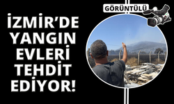 Foça yangınında alevler evlerin bahçelerine kadar yaklaştı
