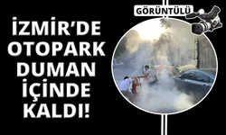 İzmir'de otoparkta yangın paniği, araçlar zarar gördü