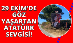 Manisa'da kepçe operatöründen anlamlı cumhuriyet kutlaması