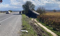 Alaşehir'de süt tankeri üzüm bağına uçtu
