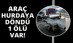 Kamyona arkadan çarpan otomobil hurdaya döndü