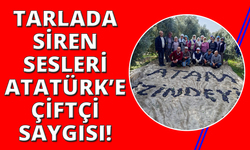 Manisa'da tarlalarda çiftçilerden Atatürk için saygı duruşu