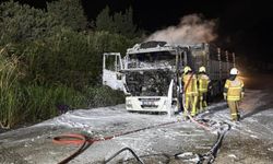 İzmir'de kömür yüklü tır alev aldı