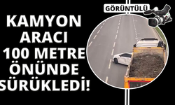 Hafriyat kamyonu, önüne aldığı otomobili 100 metre sürükledi
