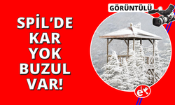Kar yağışından mahrum kalan Spil Dağı kırağı örtüsüyle beyaza büründü