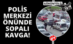 İzmir'de polis merkezi önünde sopayla darp kamerada