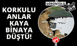 İnşaat kazısında kopan dev kaya parçası yanındaki binada hasara yol açtı