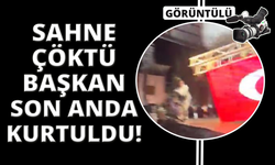 Sahne yıkıldı belediye başkanı son anda kurtuldu