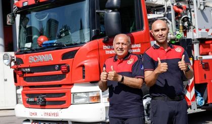 İzmir'de "Baba-Gğul" itfaiye, ateşe karşı omuz omuza