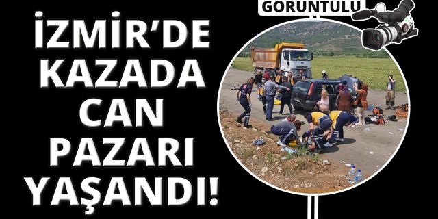 İzmir'de iki otomobil kafa kafaya çarpıştı