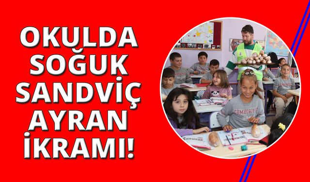 İzmir'de öğrencileri sandviç ve ayran dağıtılıyor