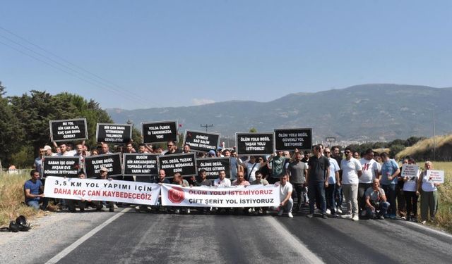 İşçiler eylem yaptı, Tire-Torbalı Karayolu’nu trafiğe kapattı
