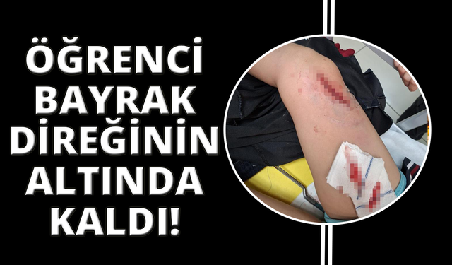Okul bahçesinde bayrak direği öğrencilerin üzerine devrildi