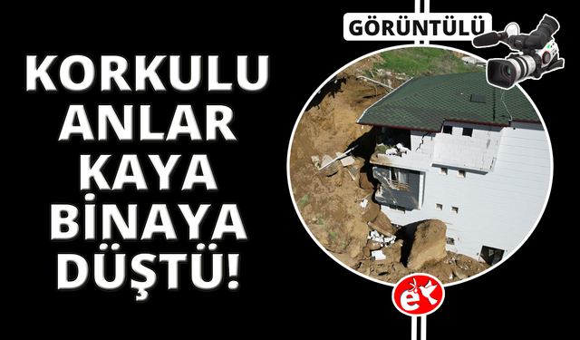 İnşaat kazısında kopan dev kaya parçası yanındaki binada hasara yol açtı