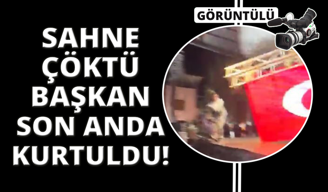 Sahne yıkıldı belediye başkanı son anda kurtuldu