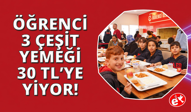 Üç çeşit yemek yanında meyvesiyle 30 Türk Lirası