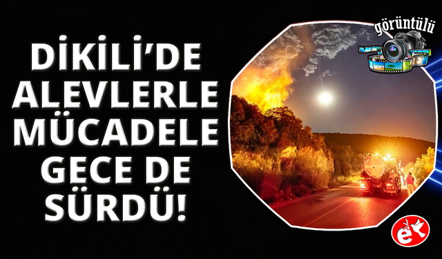 Dikili Bademler'de alevlerle mücadele sabaha kadar sürdü