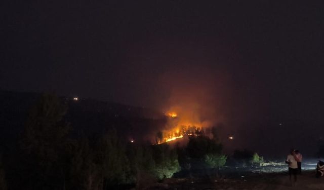 Seydikemer'de geceyi aydınlatan alevlerle mücadele aralıksız sürüyor