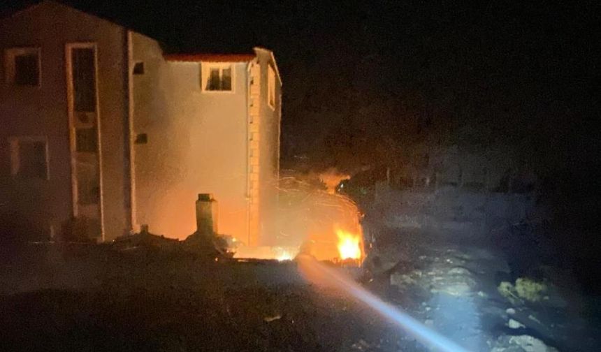 Dikili'de otluk alandaki yangın evlere sıçradı