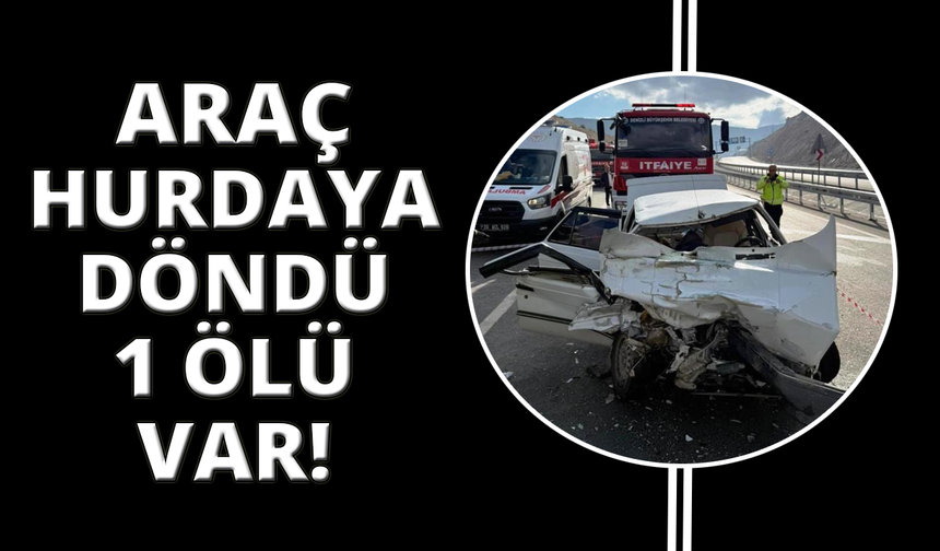 Kamyona arkadan çarpan otomobil hurdaya döndü