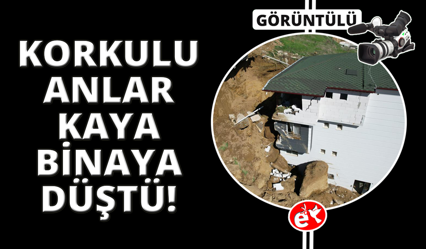 İnşaat kazısında kopan dev kaya parçası yanındaki binada hasara yol açtı