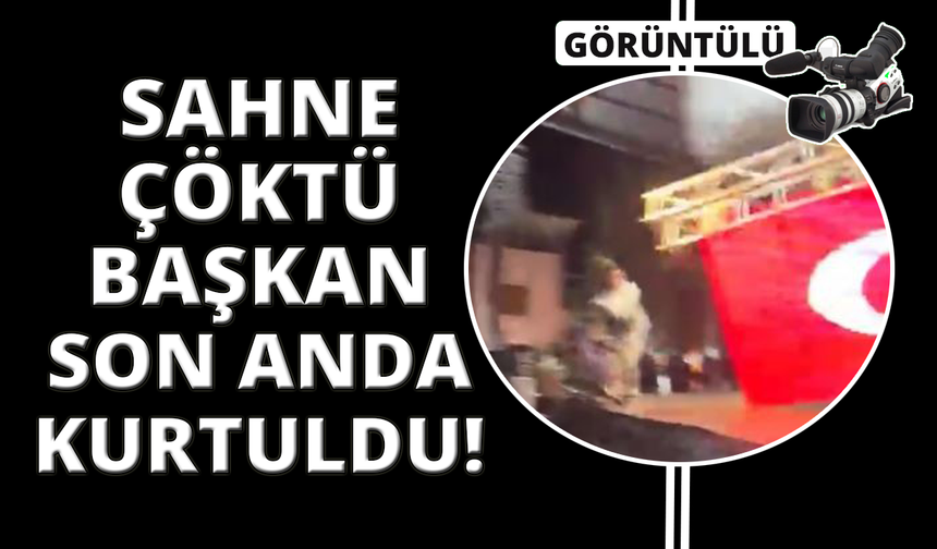 Sahne yıkıldı belediye başkanı son anda kurtuldu