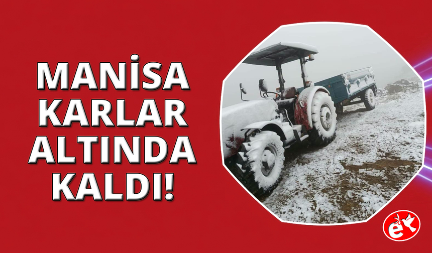 Manisa'da kar yağışı beyaza bürüdü