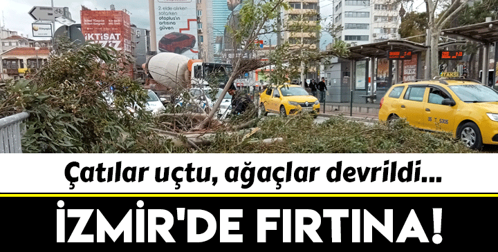 İzmir'de fırtına hayatı olumsuz etkiledi