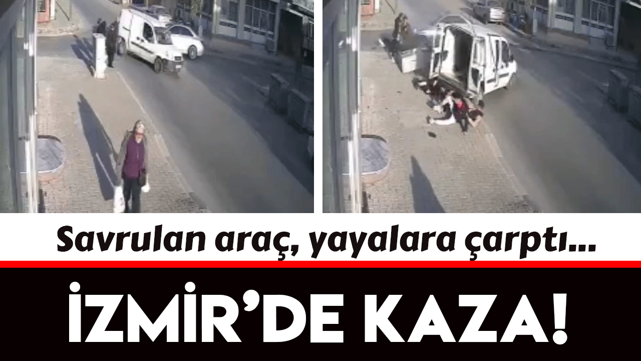 İzmir’de kazada savrulan araç, yayalara çarptı
