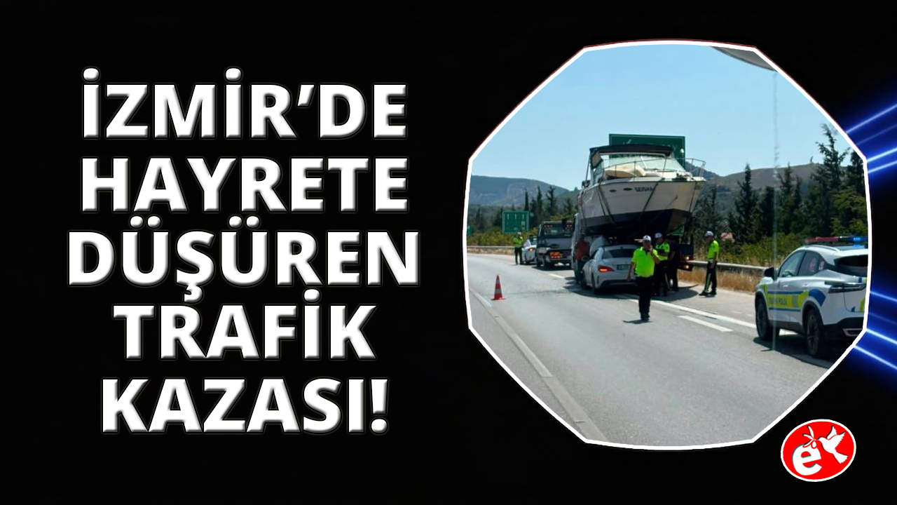 İzmir’de ilginç kaza: Otomobil tekneyle çarpıştı